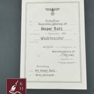 Rank degree of a Wachmeister in 237th Nactrichten Abteilung - 13 september 1941