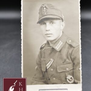 Postcard picture of a german soldier in ww2  - with ISA and EK2