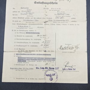 Entlassungsschein  - 12.10.1940