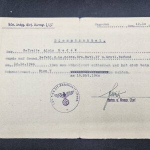 Dienstzettel - 12.10.1940