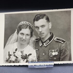 Postcard picture of a german soldier in ww2 - with medal bar