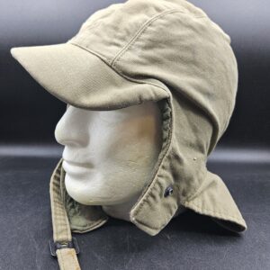 WWII Cold Weather Deck Cap Hat OD Green - Size: 7-1/2