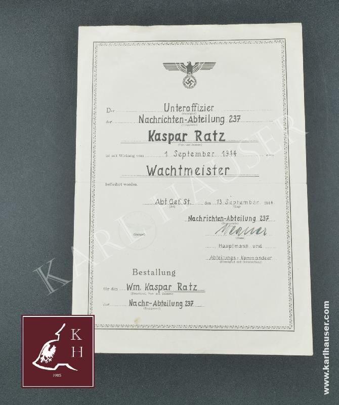 Art.  rank-degree-of-a-wachmeister-in-237th-nactrichten-abteilung-13-september-1941
