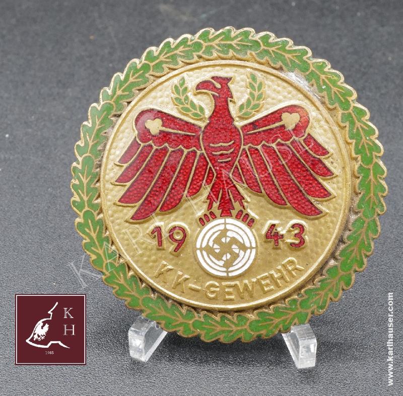 Art.  standschutzenverband-tirol-vorarlberg-gaumeisterabzeichen-1943-in-gold-mit-eichenlaubkranz-kk-gewehr
