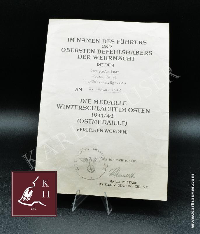 Art.  winterschlacht-im-osten-medaille-verleihungsurkunde-11-gebirgsjager-regiment-206